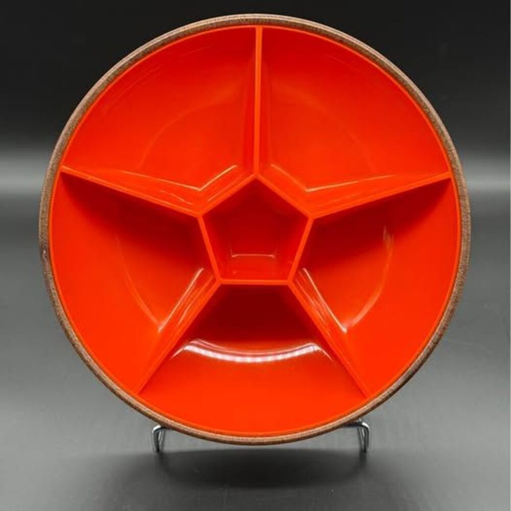 Vintage EMSA West Germany Orange Divided Serving Tray Relish Dish MCM